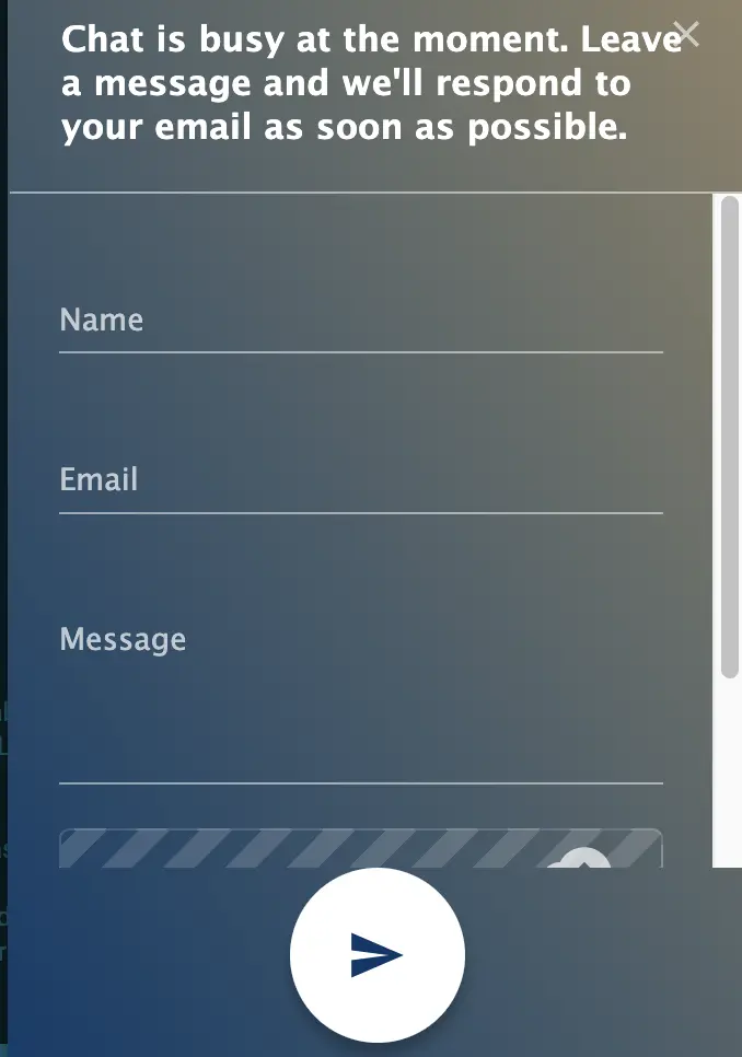 CaptainsBet chat offline message form