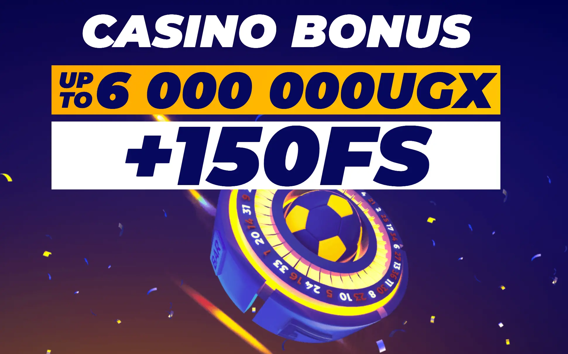 PariPesa Uganda casino bonus showing up to 6,000,000 UGX and 150 free spins